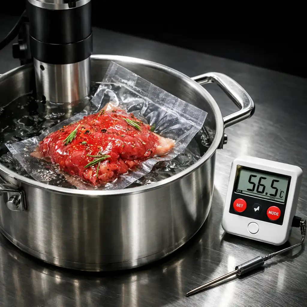 Technika sous-vide z woreczkiem próżniowym i termometrem
